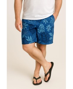 Short Estampado Elastano Plus Size Grande Bermuda praia Royal Folhas